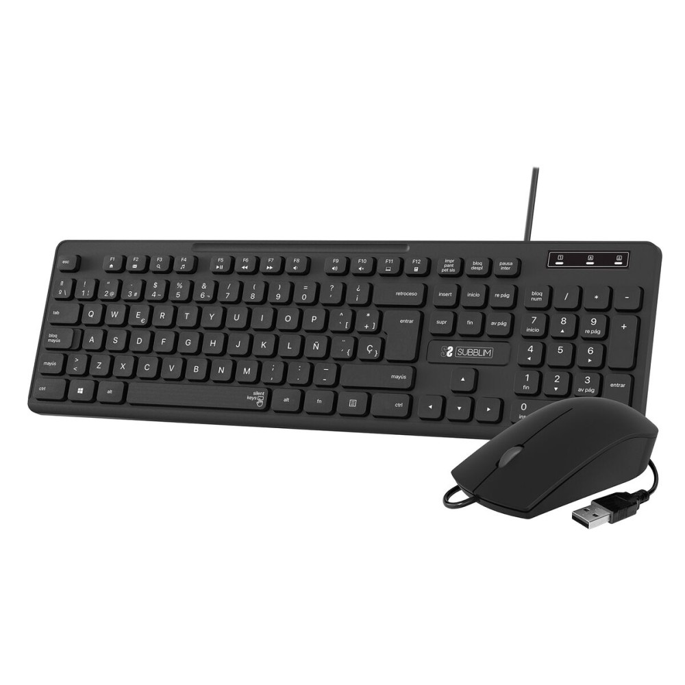 Tastatură și Mouse Subblim SUBKBC-CSSK01 Negru QWERTY