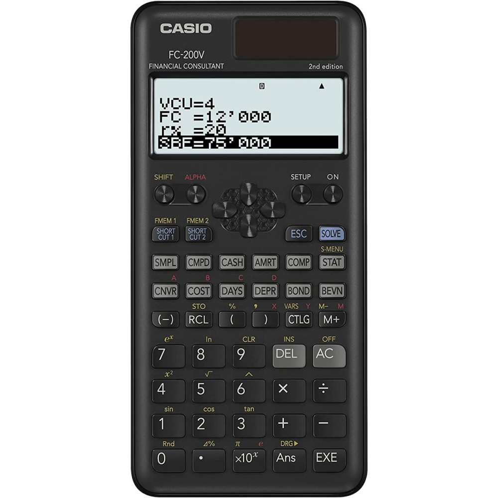 Calculator Casio FC-200V-2-W-ET Negru Plastic 16,2 x 7,7 x 1,1 cm