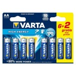 Baterie Alcalină Varta LR6 AA 1,5V High Energy (8 pcs)