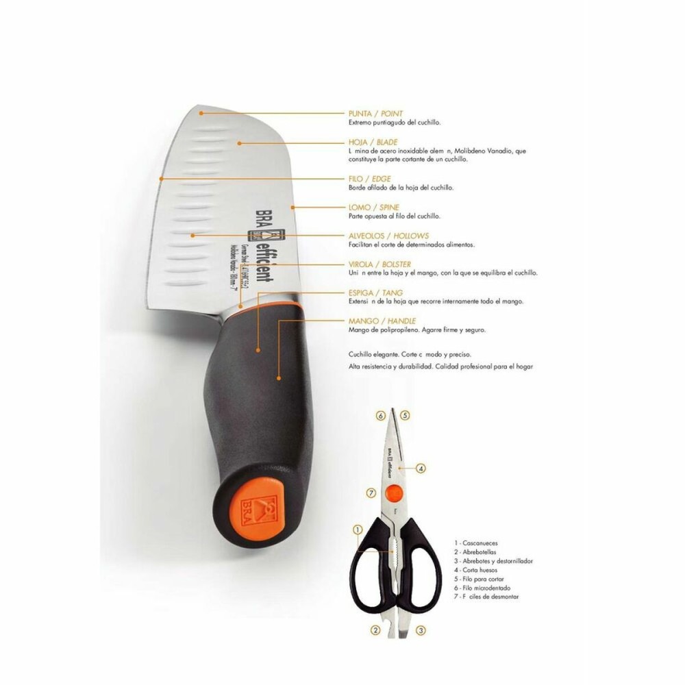 Cuțit de bucătărie BRA A198006 Negru Gri Oțel inoxidabil