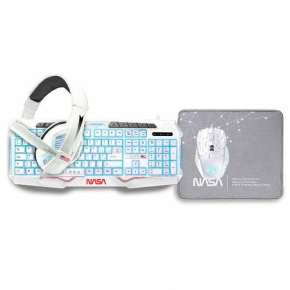 Tastatură și Mouse NASA ANDROMEDA4IN1-W Alb Multicolor Qwerty Spaniolă