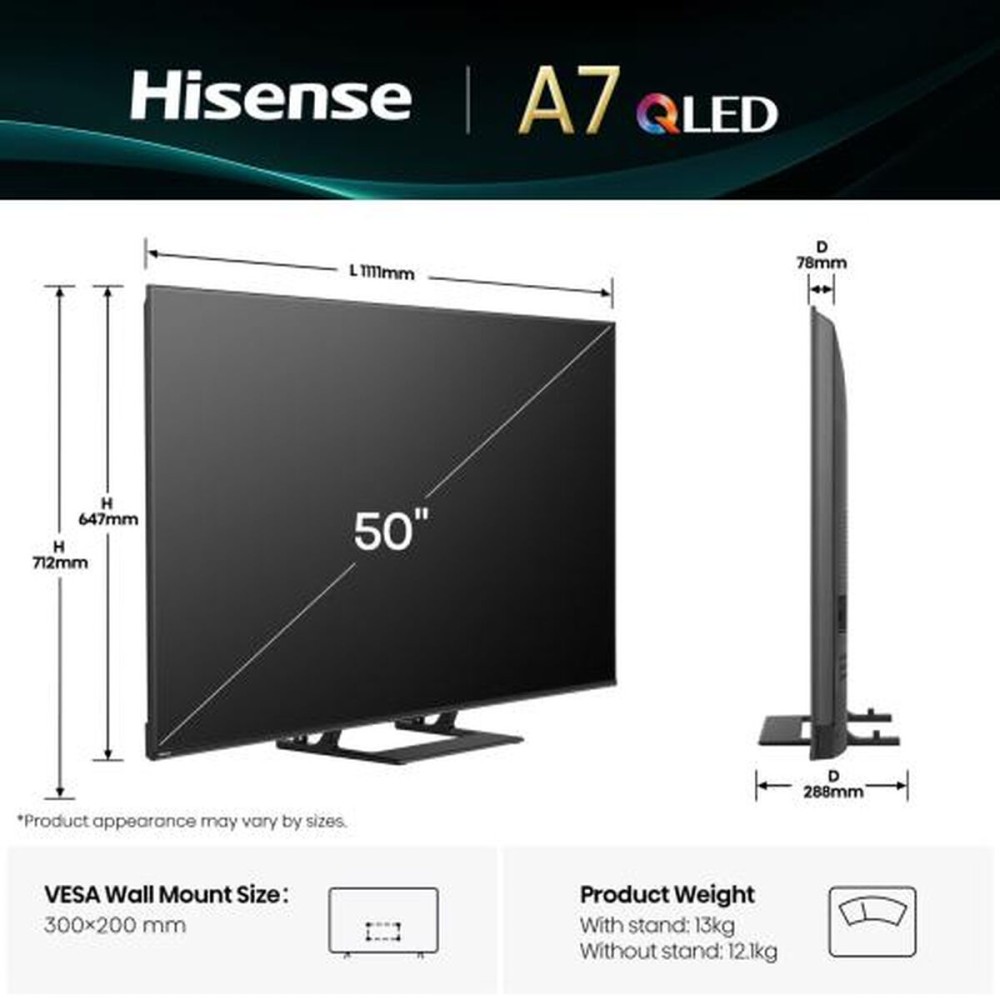 Smart TV Hisense 50A7Q 4K Ultra HD 50" LED HDR D-LED