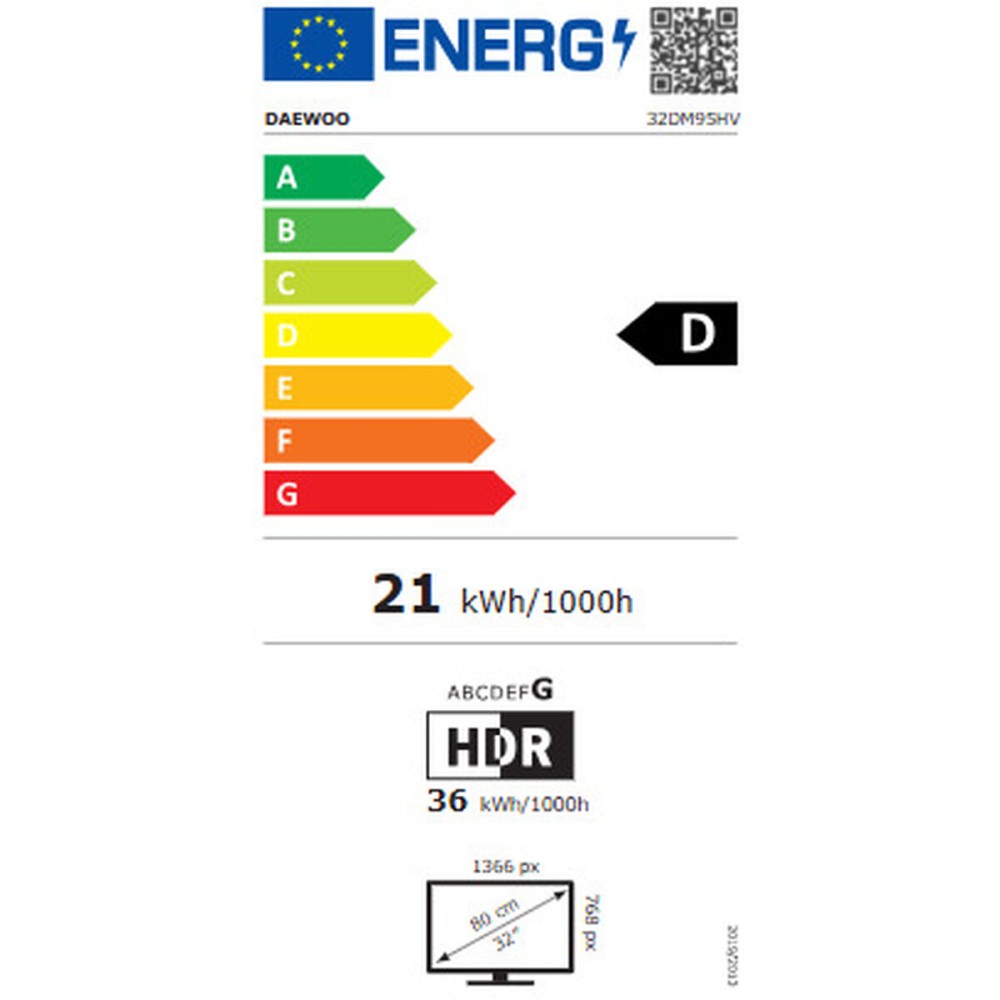 Smart TV Daewoo 32DM95HV 32" HD LED Fără Fir HDR10 Direct-LED