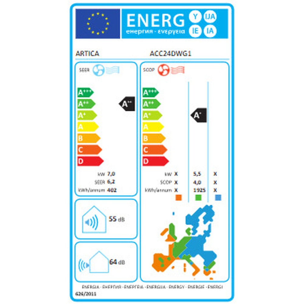 Aer Condiționat prin Conducte Artica ACC24DWG1 Wi-Fi A++ 6800 W