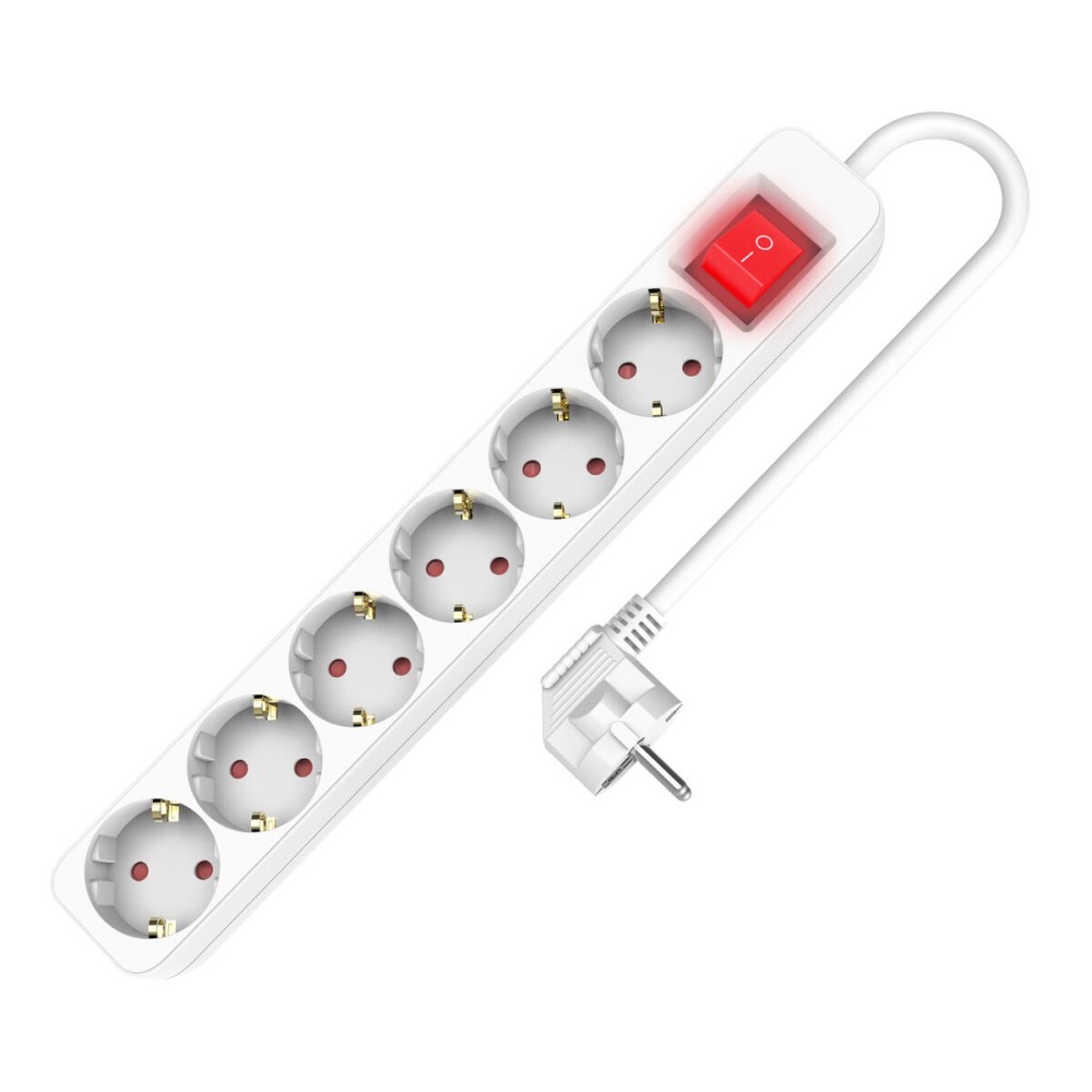 Placă de Circuit Prize 6 Puncte de Conectare fără Întrerupător TM Electron TMUAD506S Alb 3680 W (1,5 m)