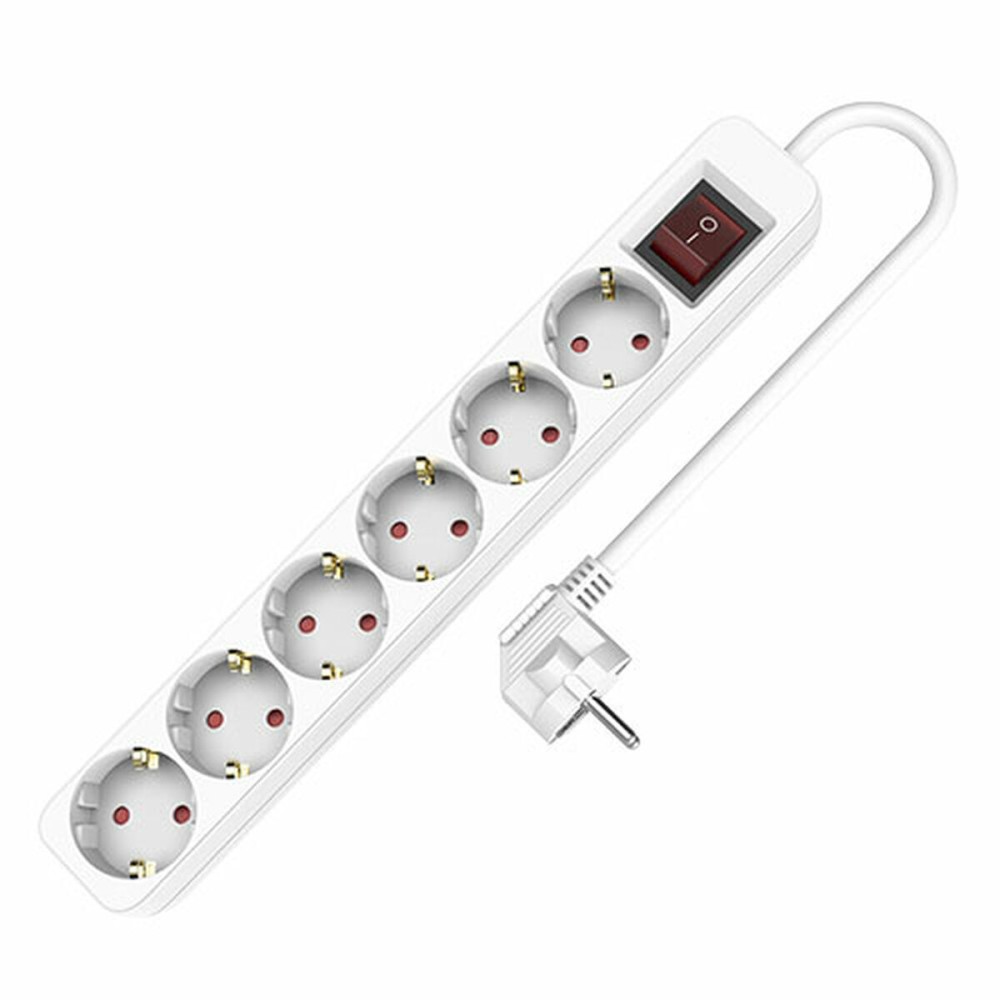 Placă de Circuit Prize 6 Puncte de Conectare fără Întrerupător TM Electron TMUAD506S Alb 3680 W (1,5 m)