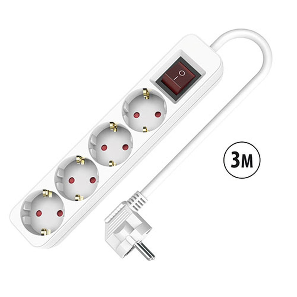 Placă de Circuit Prize 4 puncte de conectare cu întrerupător TM Electron TMUAD534S Alb 3680 W (3 m)