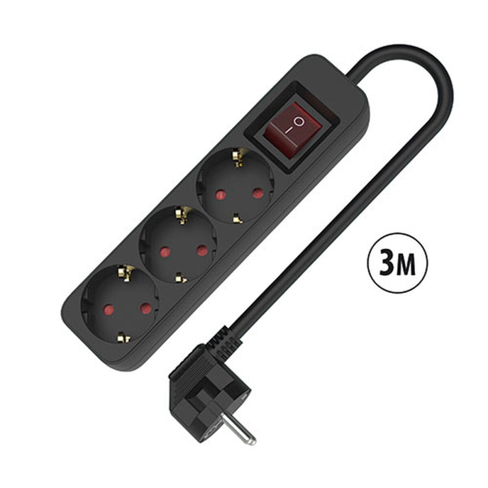 Placă de Circuit Prize 3 puncte de conectare cu întrerupător TM Electron TMUAD533SBK Negru 3680 W 250 V (3 m)