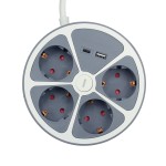 Placă de Circuit Prize 3 puncte de conectare cu întrerupător TM Electron TMUAD554CB Alb Gri 3680 W 30 W (1,5 m)