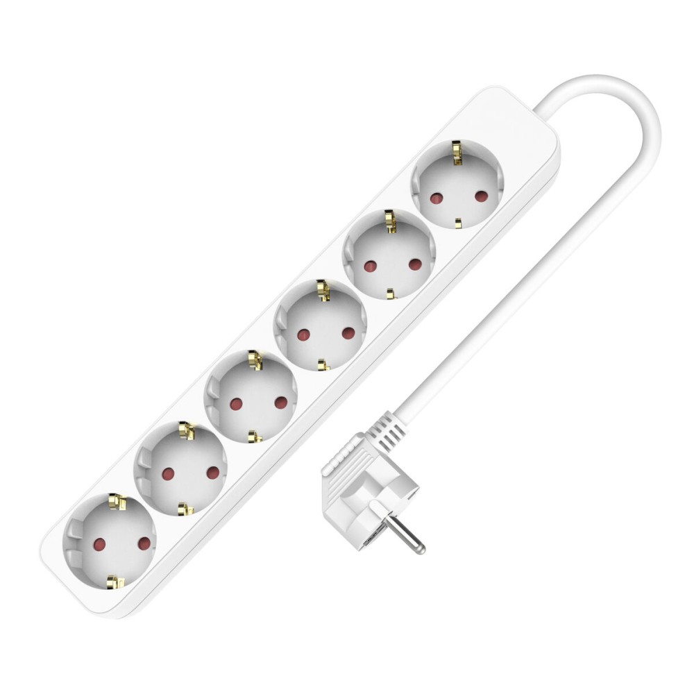 Placă de Circuit Prize 6 Puncte de Conectare fără Întrerupător TM Electron TMUAD506 Alb 3680 W (1,5 m)