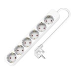 Placă de Circuit Prize 6 Puncte de Conectare fără Întrerupător TM Electron TMUAD506 Alb 3680 W (1,5 m)