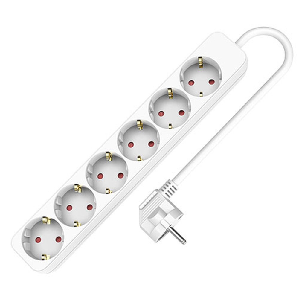 Placă de Circuit Prize 6 Puncte de Conectare fără Întrerupător TM Electron TMUAD506 Alb 3680 W (1,5 m)