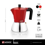 Cafetieră Italiană BRA INOX RED 9T Roșu 470 ml