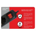 Placă de Circuit 3 Prize Schuko cu Întrerupător Silver Electronics 9643 Negru