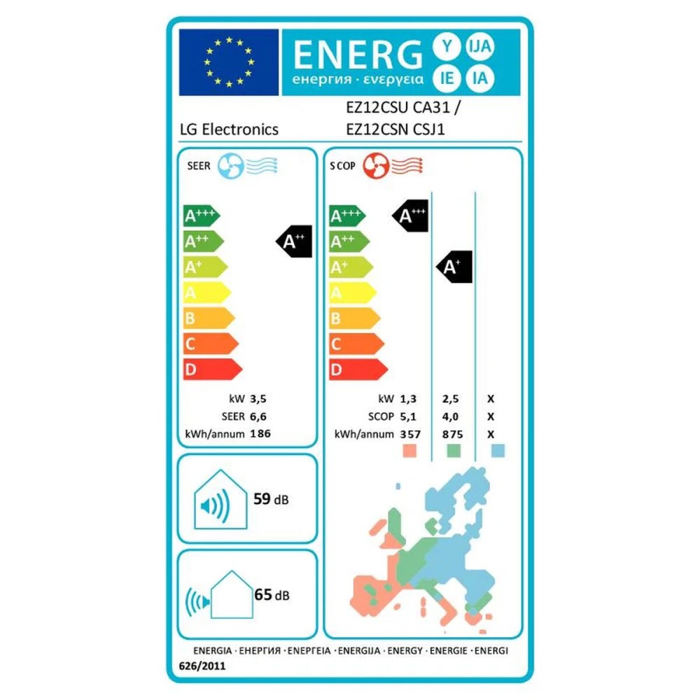Aer Condiționat LG LGWIFI12Z.SET A++/A++ 3010 fg/h Alb 3010 fg/g