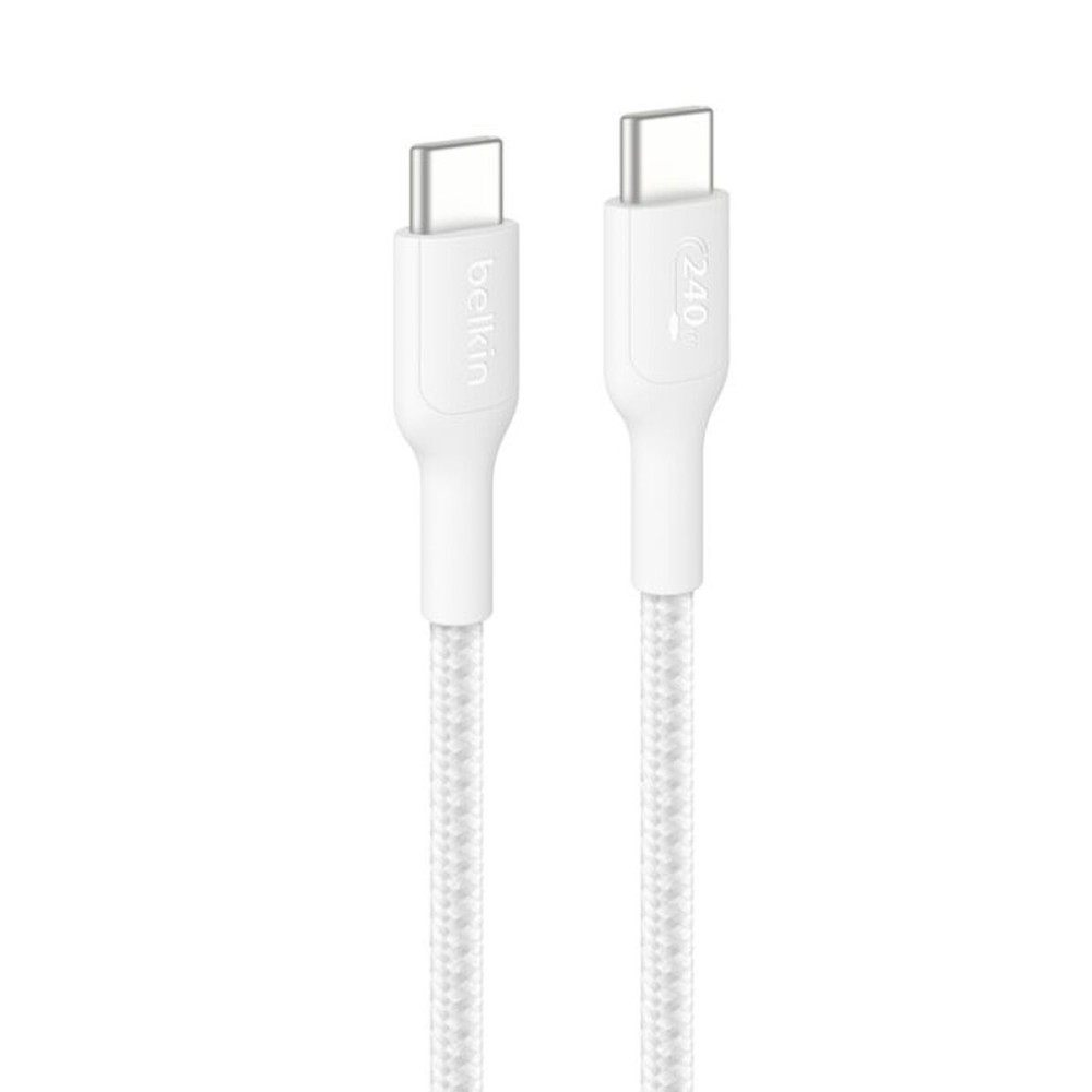 Cablu USB-C la USB-C Belkin CAB025HQ1MWH Alb 1 m Încărcare rapidă