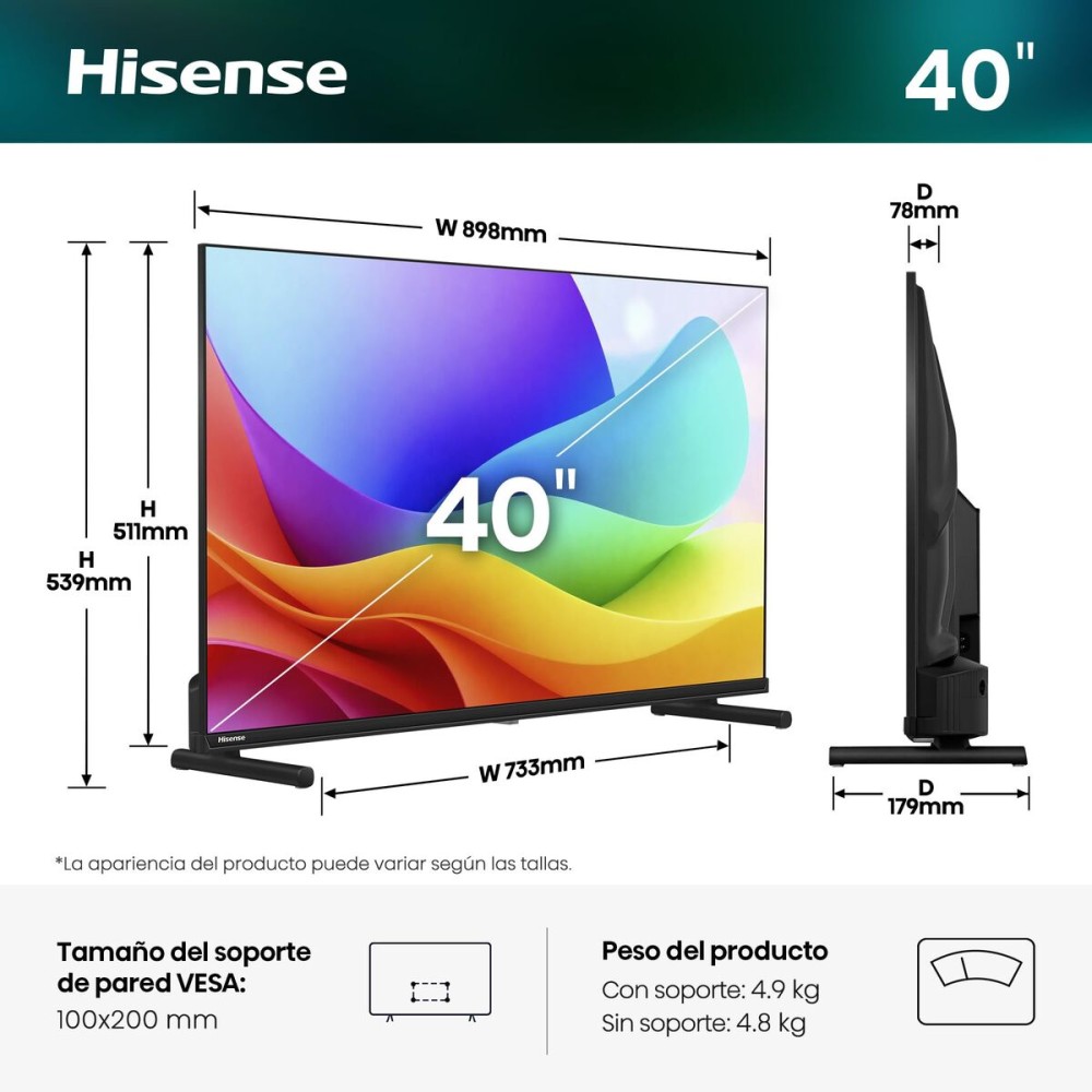 Hisense Smart TV 40A5S 40 inch Full HD QLED HDMI negru