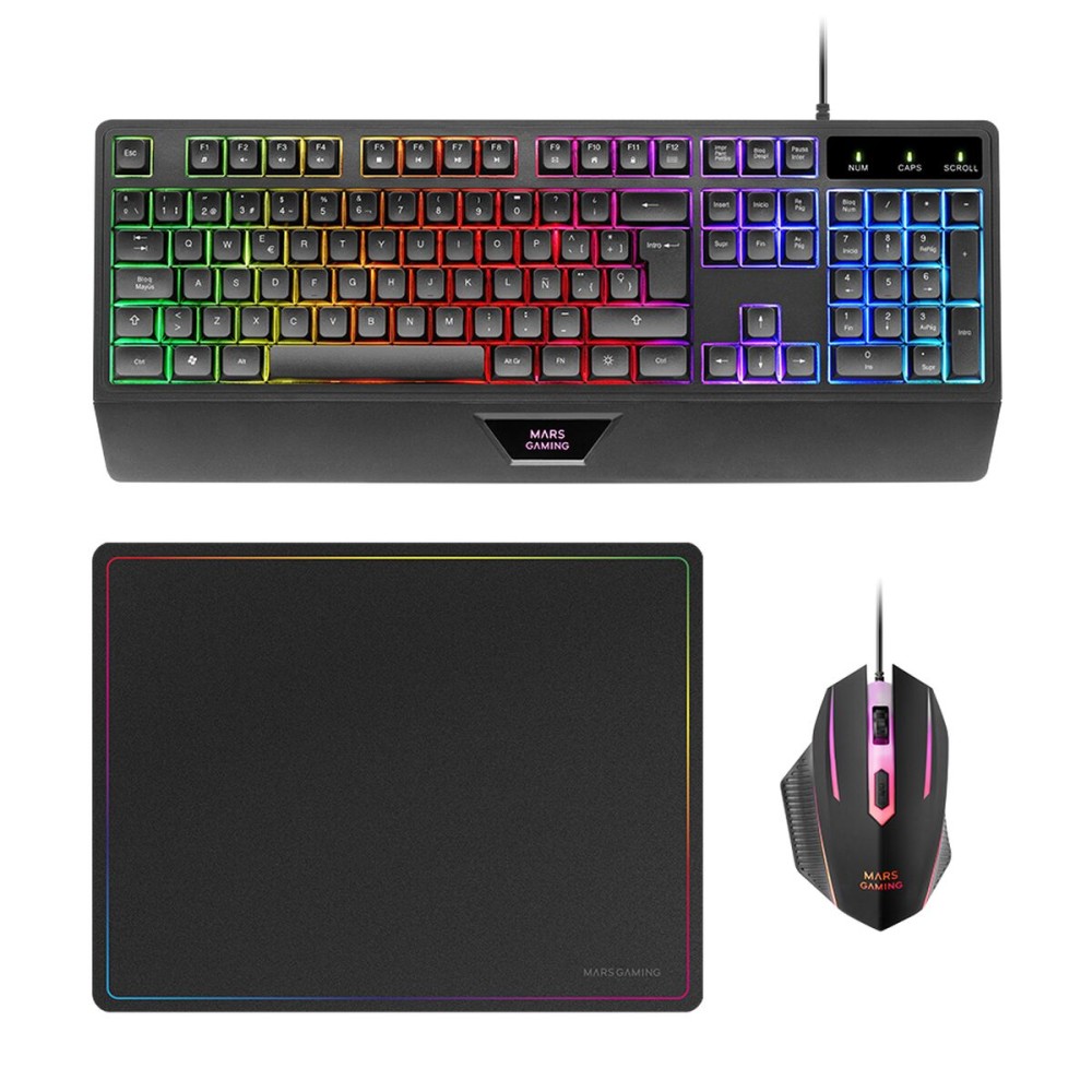 Tastatură Mars Gaming MCP124ES Negru Multicolor (3 Unități)