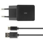 Încărcător de Perete + Cablu USB A la USB C KSIX USB Negru