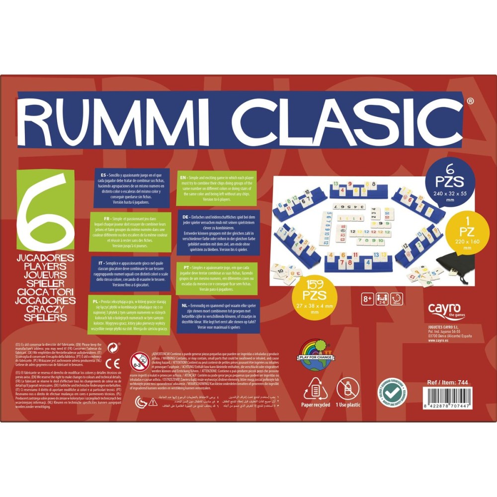 Joc de Masă Rummi Classic Cayro (ES-PT-EN-FR-IT-DE) (ES-PT-EN-FR-IT-GR) (35 x 26 x 6 cm)