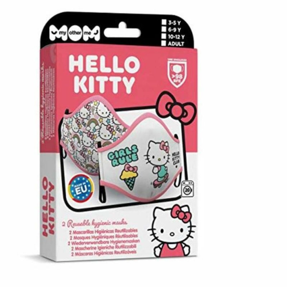 Mască igienică de pânză reutilizabilă Hello Kitty Adulți ( 2 uds)