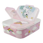 Cutie de prânz cu compartiment pentru tacâmuri  Stor Unicorn Rainbow (6,7 x 16,5 x 19,5 cm)