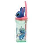 Pahar cu Pai Stitch Flowers 3D 360 ml