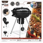 Grătar pe cărbuni cu roți Aktive Textilene 57 x 86 cm Negru