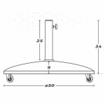 Bază pentru Umbrelă de Soare Aktive Negru 25 kg Cu roți