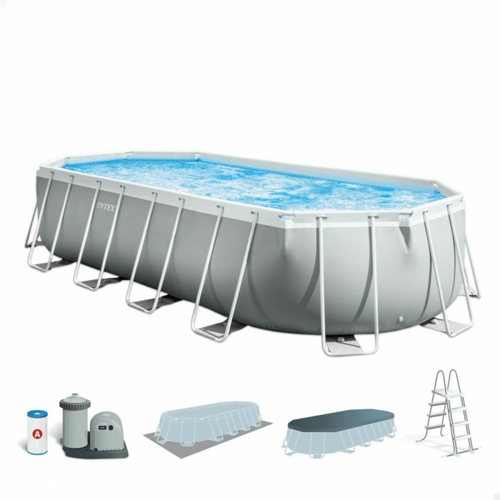 Piscină Detașabilă Intex Prism Frame 610 x 122 x 305 cm 610 x 305 x 122 cm 18.202 l Gri Oval