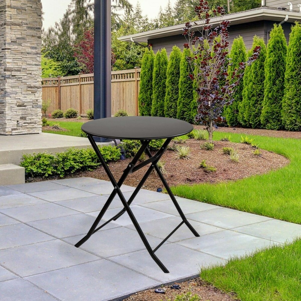 Masă Pliabilă Aktive Rotundă Negru Oțel 60 x 70 cm