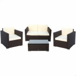 Mobilier de grădină Aktive Negru Crem 128 x 72 cm