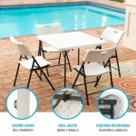 Masă Pliabilă Lifetime Alb Pătrat Oțel Plastic 86 x 86 x 74 cm