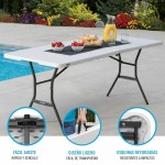 Masă Pliabilă Lifetime Alb Dreptunghiular Oțel Plastic 185 x 76 x 74 cm