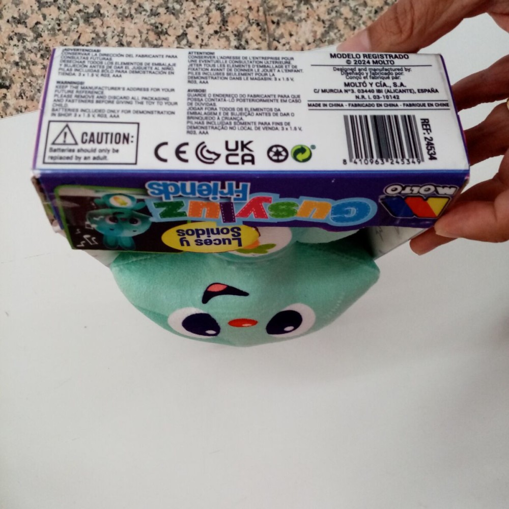 Jucărie de Pluș cu Sunet Moltó Gusy luz Baby Bunny Turquoise 7,5 cm