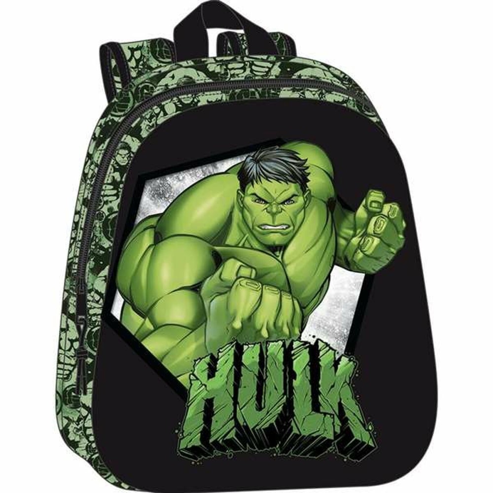 Rucsac pentru Copii 3D Hulk Negru Verde 27 x 33 x 10 cm