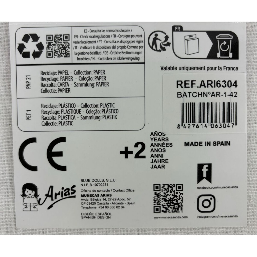 Pantofi pentru păpuși Arias Alb 45 cm