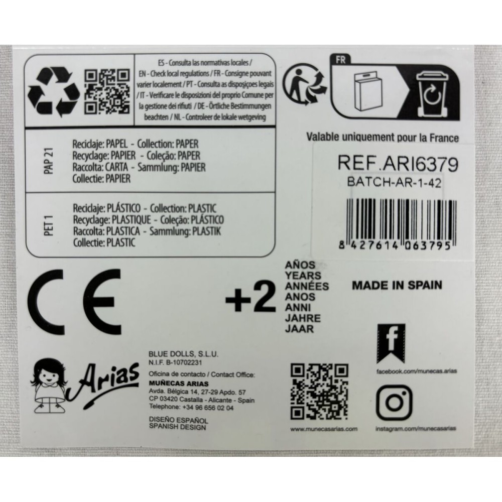 Pantofi pentru păpuși Arias Bej 40 cm