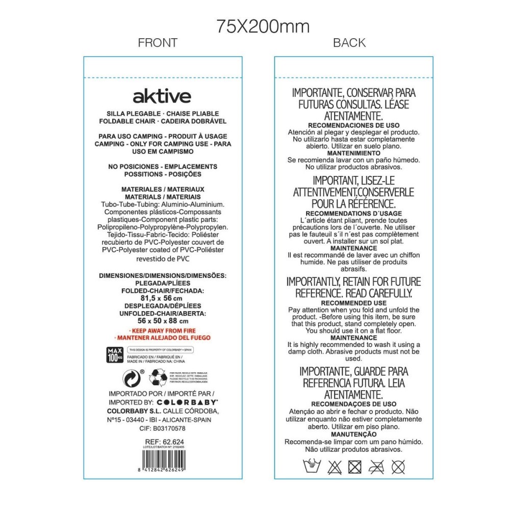 Scaunul Pliabil Aktive 48 x 50 x 88 cm