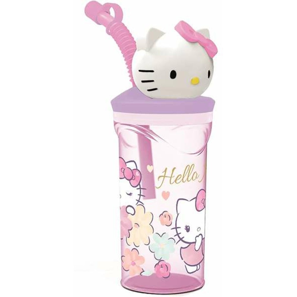Pahar cu Pai Hello Kitty 360 ml 3D