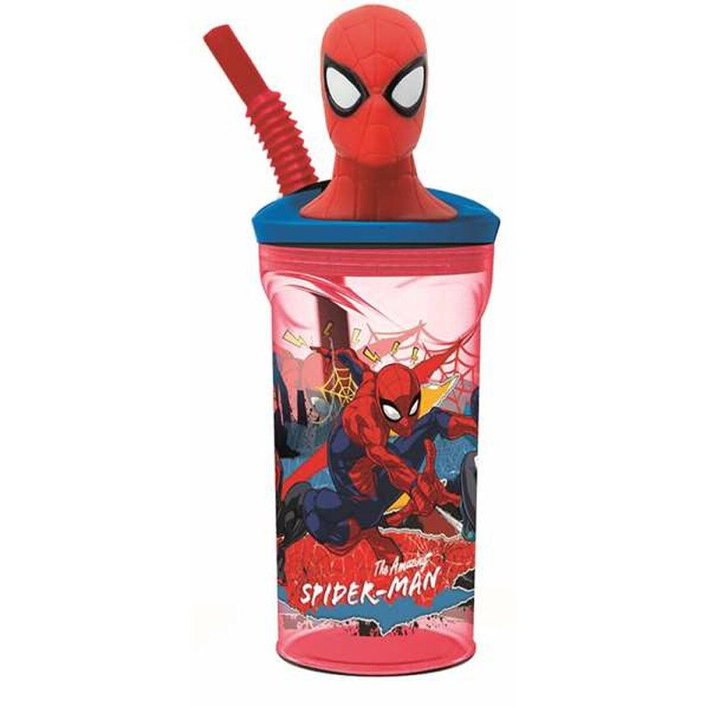 Pahar cu Pai Spider-Man Moving Target 360 ml 3D