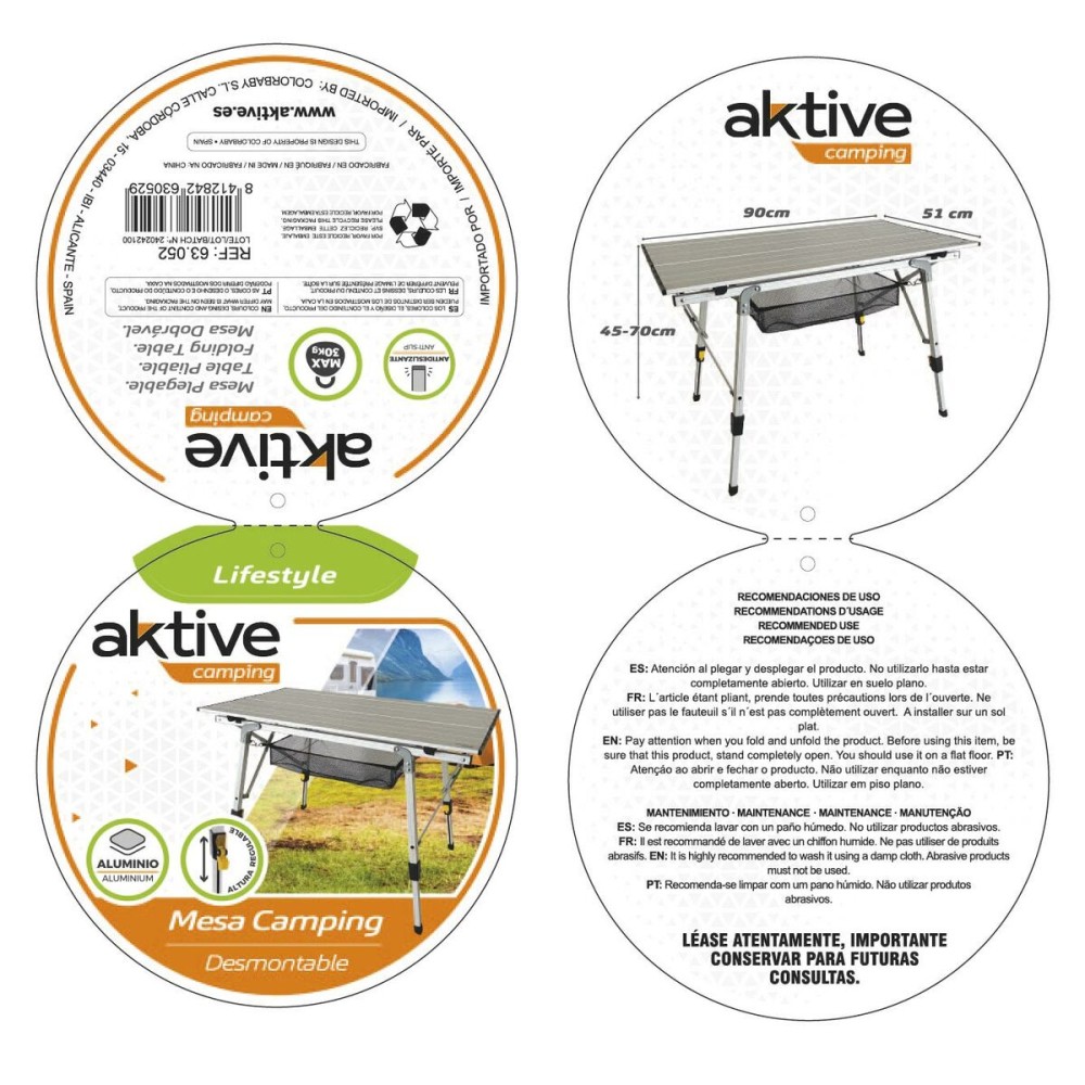 Masă Pliabilă Aktive 90 x 51 x 45 cm