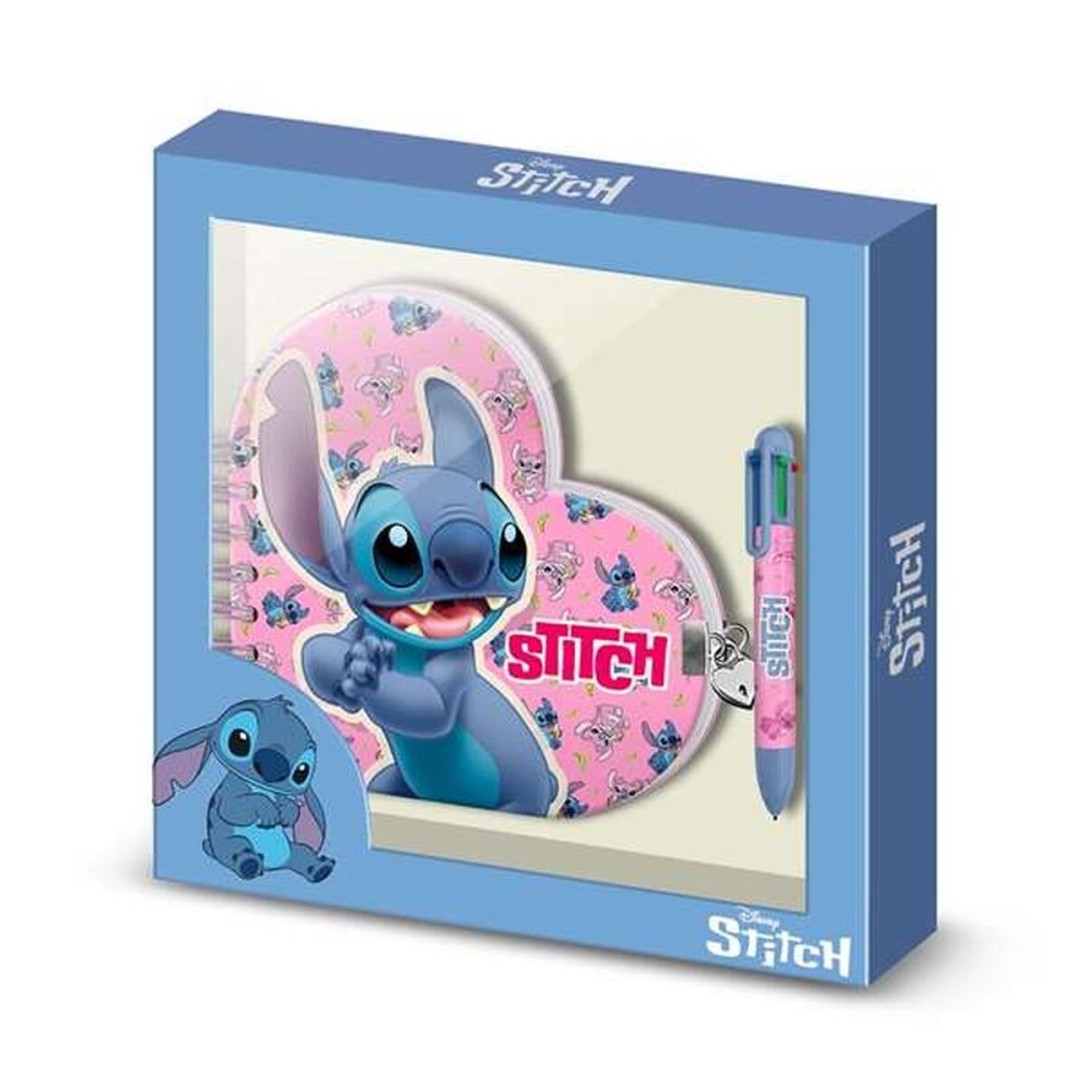 Caiet cu Inele și Pix Stitch Albastru 80 Frunze 24 x 23 x 2,5 cm