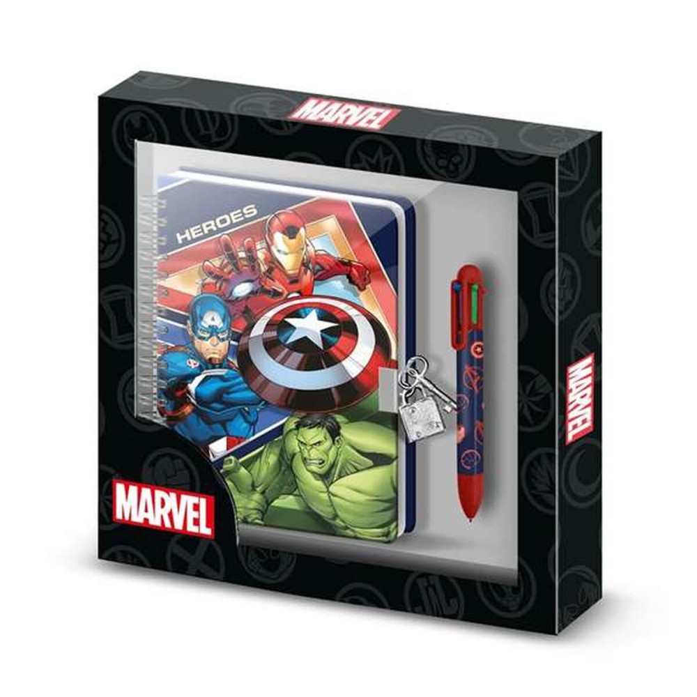Caiet cu Inele și Pix The Avengers Albastru 24 x 23 x 2,5 cm A5