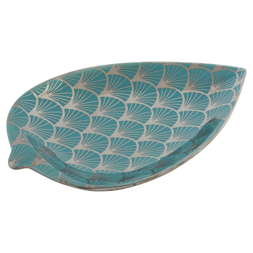 Decorațiune pentru Centrul Mesei DKD Home Decor Turquoise Porțelan 27,5 x 16 x 3 cm