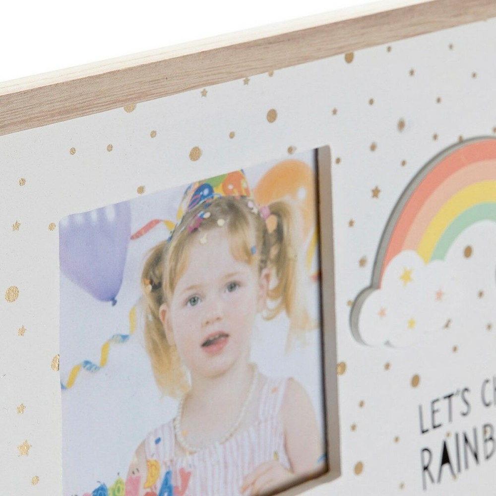 Ramă Foto DKD Home Decor Curcubeu Roz Alb Infantil Lemn MDF (25 x 1 x 16 cm) (2 Unități)