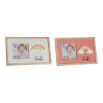 Ramă Foto DKD Home Decor Curcubeu Roz Alb Infantil Lemn MDF (25 x 1 x 16 cm) (2 Unități)