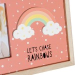 Ramă Foto DKD Home Decor Curcubeu Roz Alb Infantil Lemn MDF (25 x 1 x 16 cm) (2 Unități)