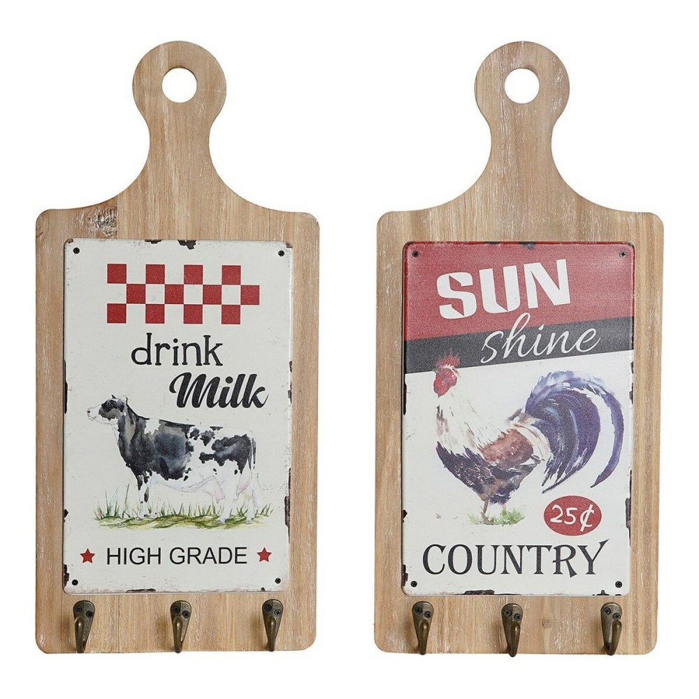 Stojan na klobouky DKD Home Decor Roșu Lemn Metal (2 pcs) (21 x 5 x 45 cm)