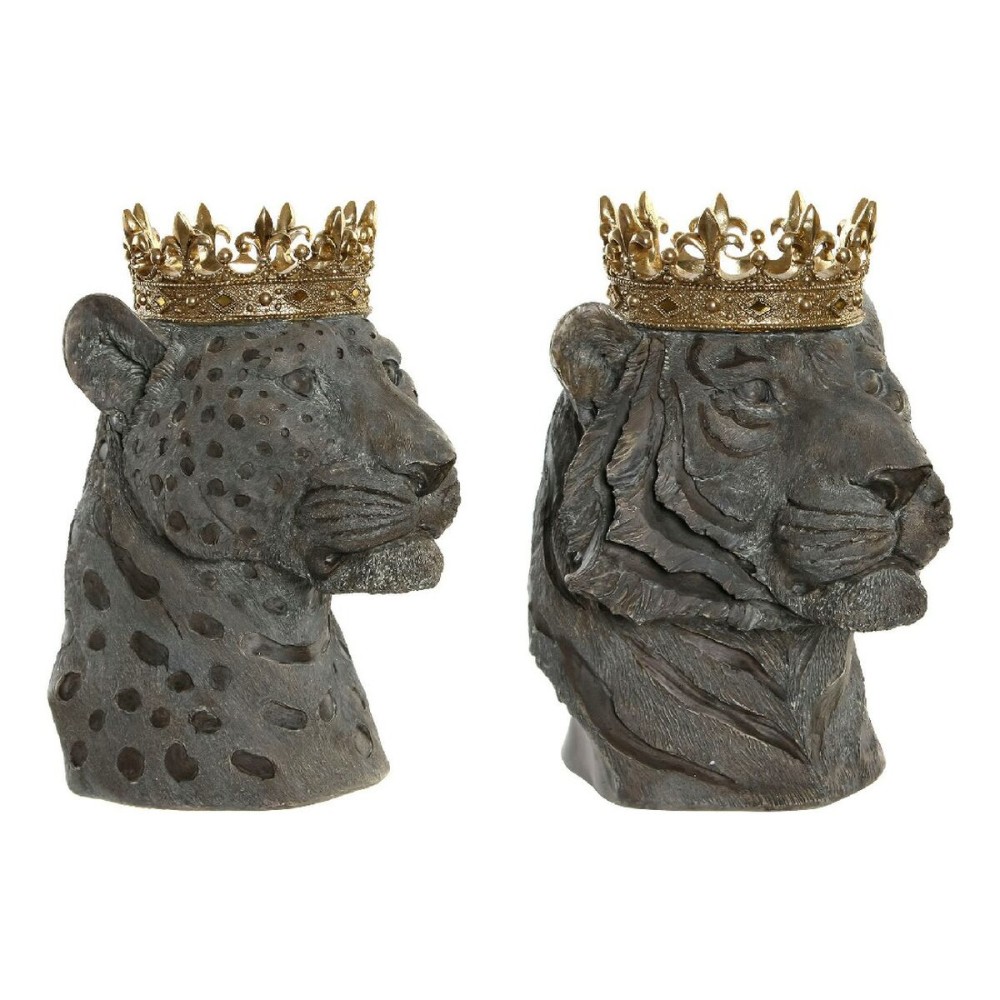 Figură Decorativă DKD Home Decor Gri Auriu* Colonial Animal 27,5 x 23,5 x 33 cm (2 Unități)